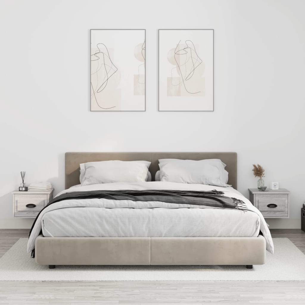 Wand-Nachttische Grau Sonoma 2er-Set