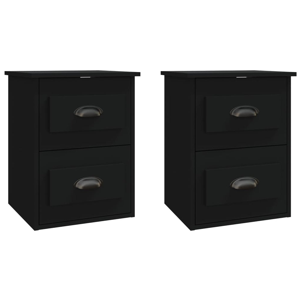 vidaXL Wall-Mounted Nightstands 2 pcs Black 41.5x36x53 cm