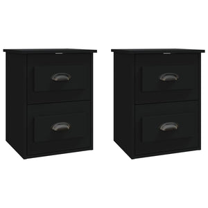 Wand-Nachttische, 2er Set, Schwarz