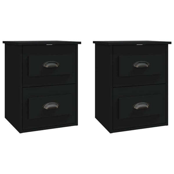 Wand-Nachttische, 2er Set, Schwarz