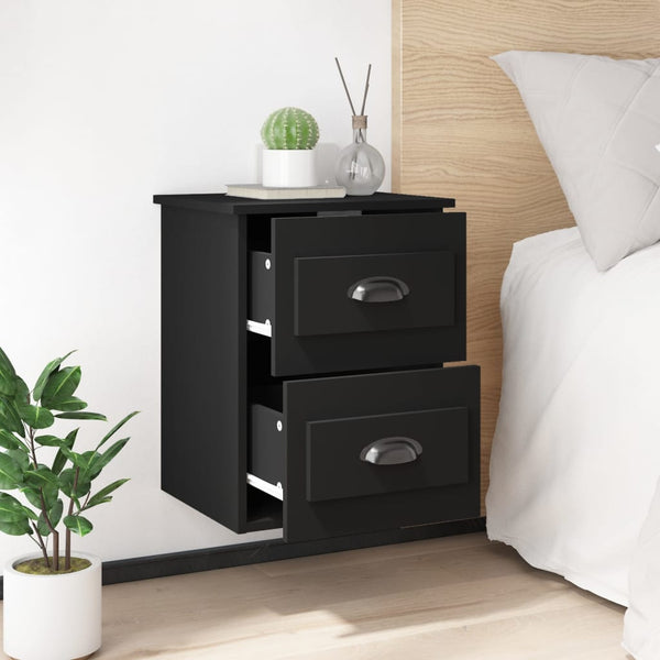 Wand-Nachttische, 2er Set, Schwarz