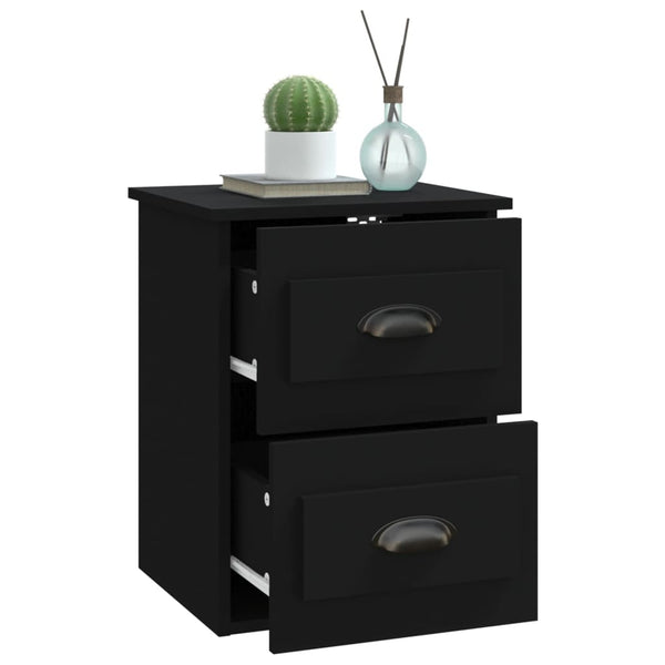 Wand-Nachttische, 2er Set, Schwarz