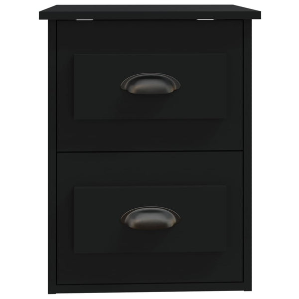 Wand-Nachttische, 2er Set, Schwarz