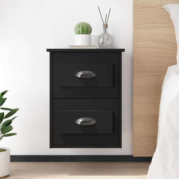 Wand-Nachttische, 2er Set, Schwarz