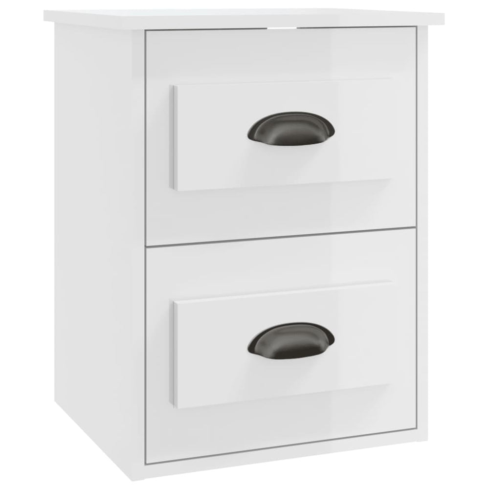 vidaXL Wall-Mounted Nightstand High Gloss White 41.5x36x53 cm