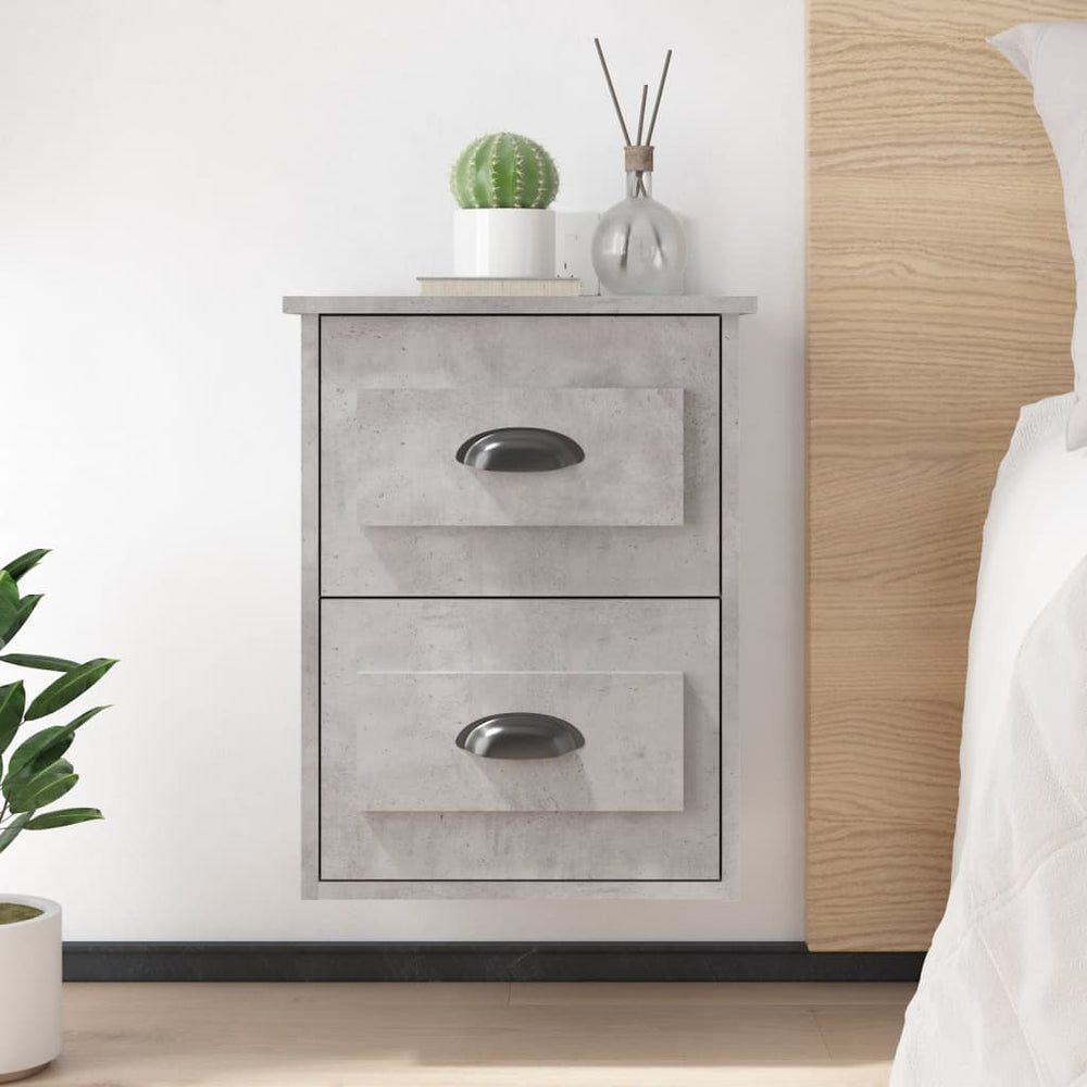 vidaXL Wall-Mounted Nightstand Concrete Grey 41.5x36x53 cm