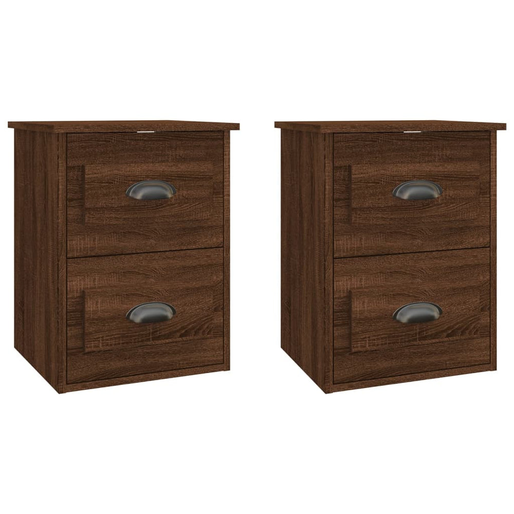 vidaXL Wall-Mounted Nightstands 2 pcs Brown Oak Look 41.5x36x53 cm