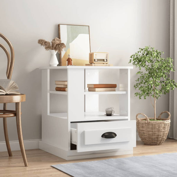 Hochglanz Weiß Beistelltisch 50x50x60 cm