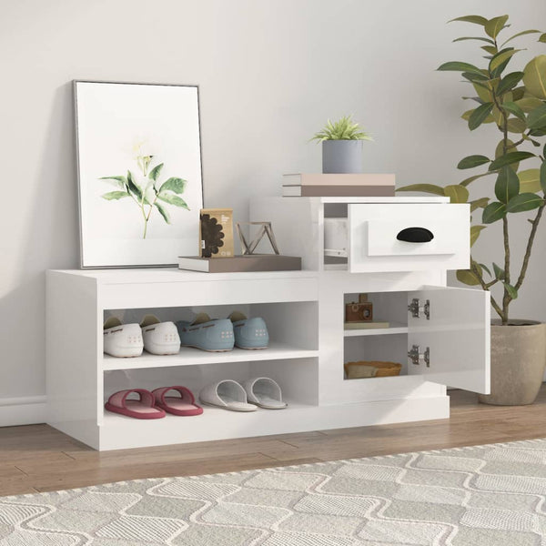 Hochglanz Schuhschrank Weiß 100x42x60 cm