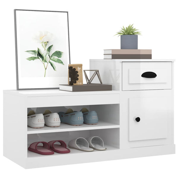 Hochglanz Schuhschrank Weiß 100x42x60 cm