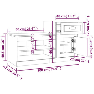 Hochglanz Schuhschrank Weiß 100x42x60 cm