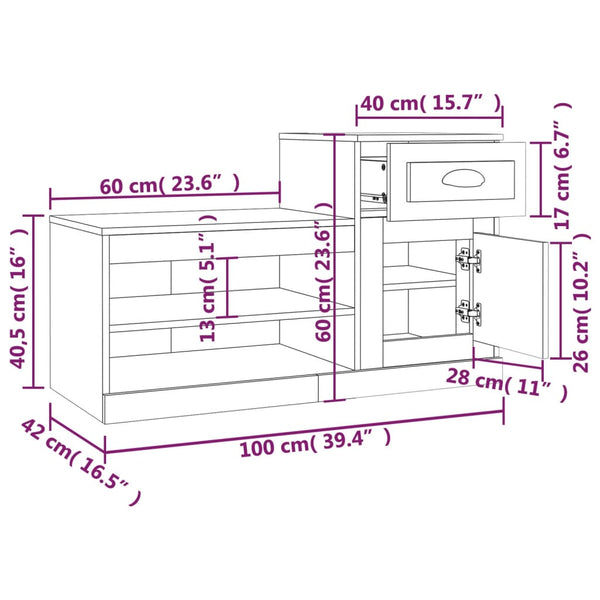 Hochglanz Schuhschrank Weiß 100x42x60 cm