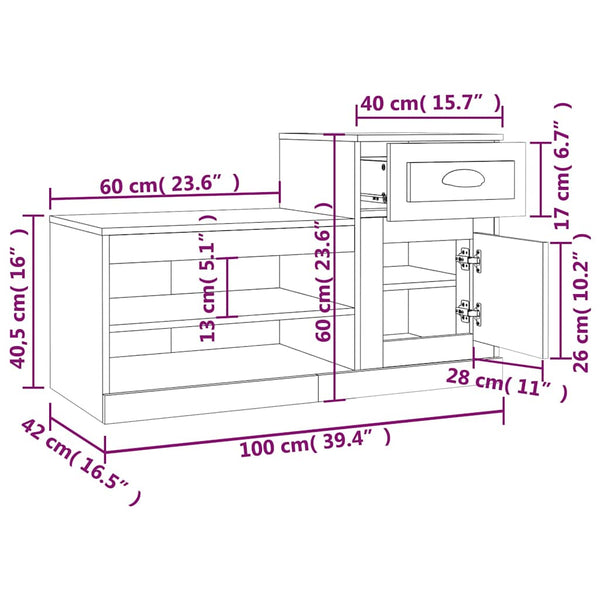 Schuhschrank Sonoma Eiche 100x42x60 cm