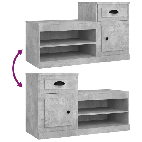vidaXL Meuble à chaussures gris béton 100x42x60 cm bois d'ingénierie