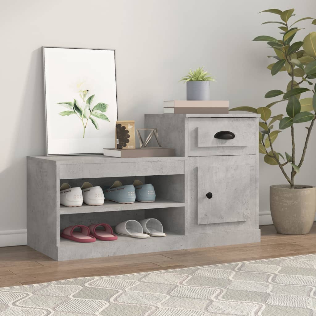 vidaXL Meuble à chaussures gris béton 100x42x60 cm bois d'ingénierie