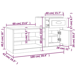 Grauer Schuhschrank Sonoma, 100 cm