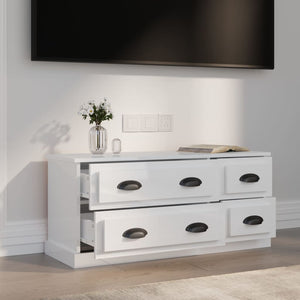 Meuble TV vidaXL blanc brillant 100x35,5x45 cm en bois d'ingénierie