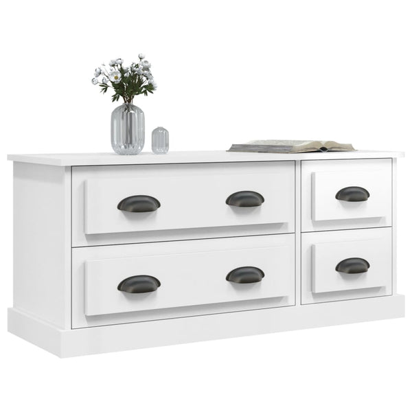 Meuble TV vidaXL blanc brillant 100x35,5x45 cm en bois d'ingénierie