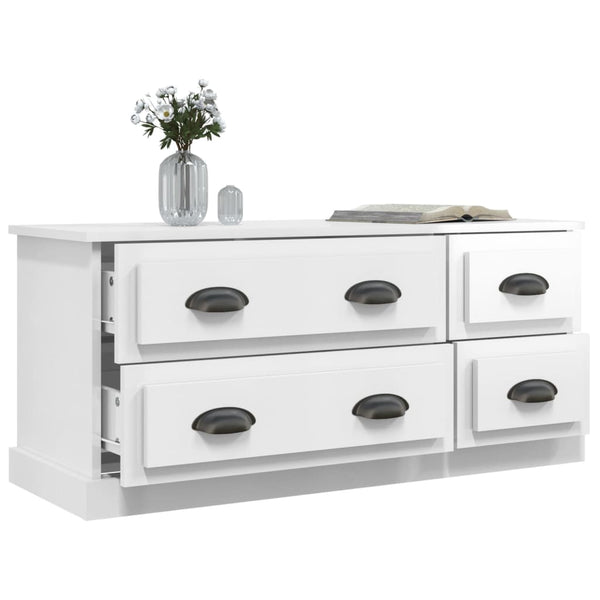Meuble TV vidaXL blanc brillant 100x35,5x45 cm en bois d'ingénierie