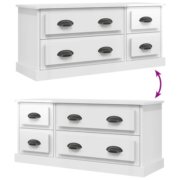 Meuble TV vidaXL blanc brillant 100x35,5x45 cm en bois d'ingénierie