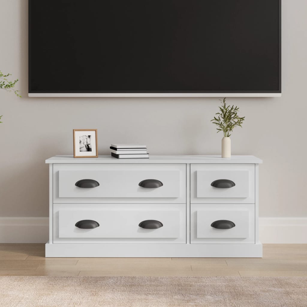 Meuble TV vidaXL blanc brillant 100x35,5x45 cm en bois d'ingénierie