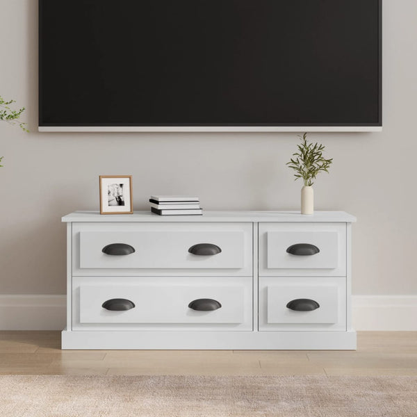 Meuble TV vidaXL blanc brillant 100x35,5x45 cm en bois d'ingénierie