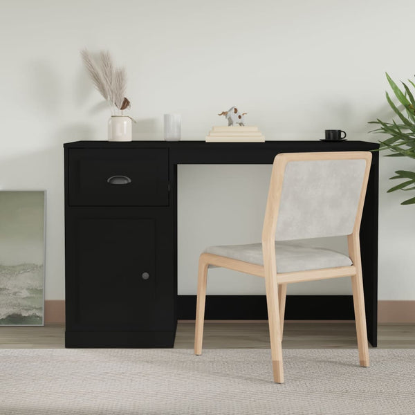 Schwarzer Schreibtisch mit Schublade 115cm