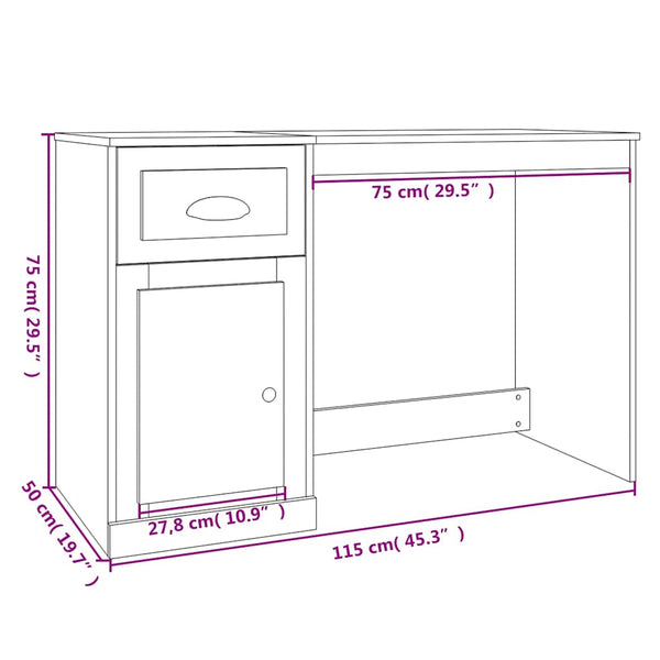 Schreibtisch Räuchereiche mit Schublade 115cm