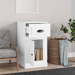 Weißer Beistellschrank mit Schublade 40x75 cm