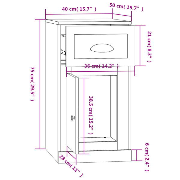 Beistellschrank Braun Eichen-Optik 40x75 cm