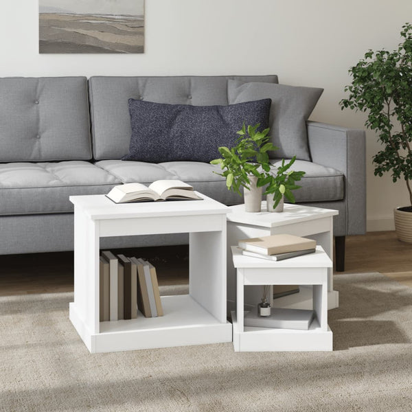 Couchtische 3er Set Weiß Holzwerkstoff