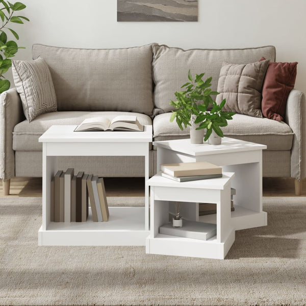 Couchtische 3er Set Weiß Holzwerkstoff