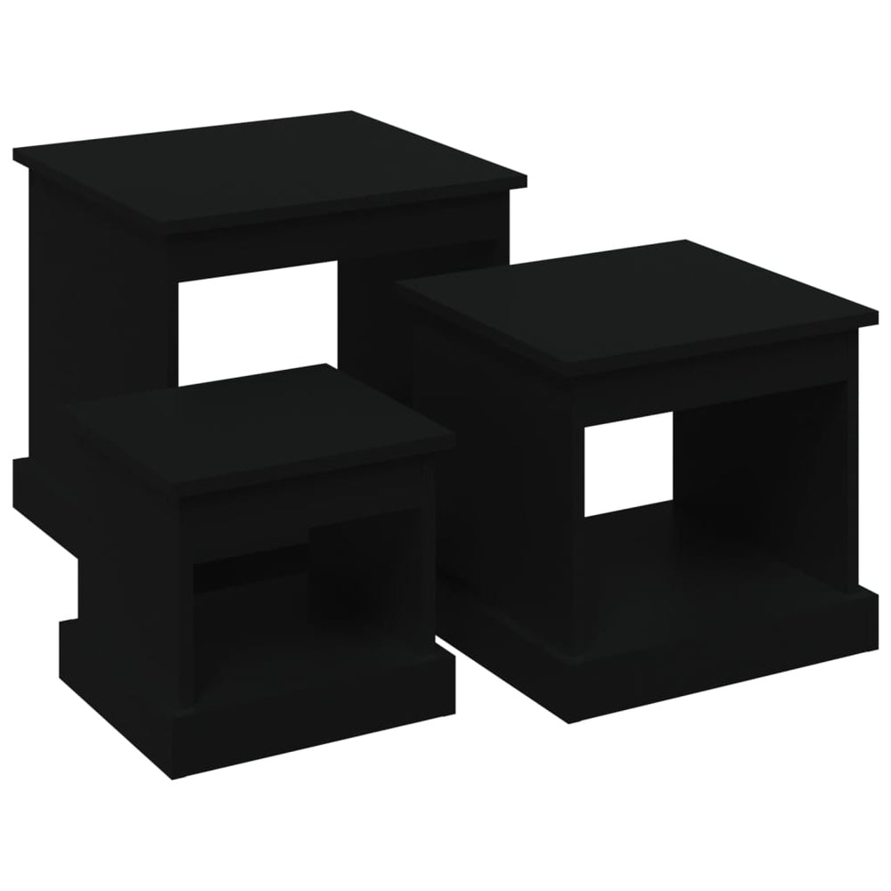 vidaXL Coffee Tables 3 pcs Black Engineered Wood