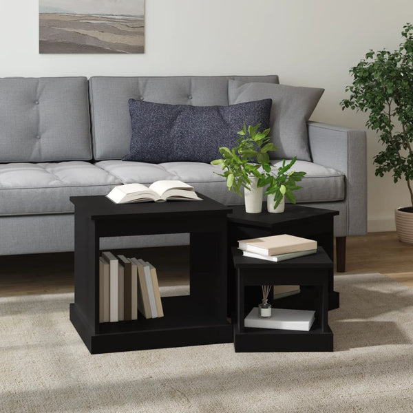 Schwarze Couchtische 3er Set