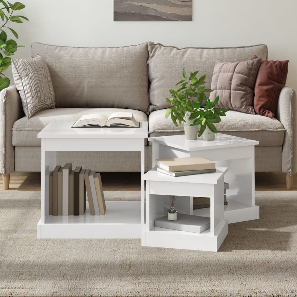 Couchtische 3er Set Hochglanz Weiß