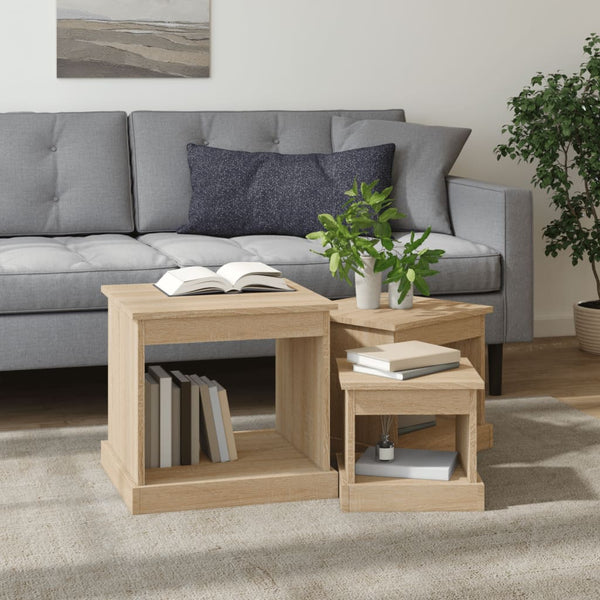 3er Set Couchtische Sonoma Eiche
