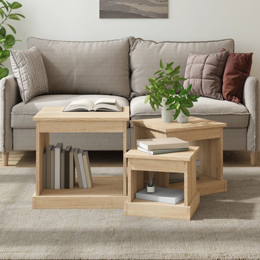 3er Set Couchtische Sonoma Eiche