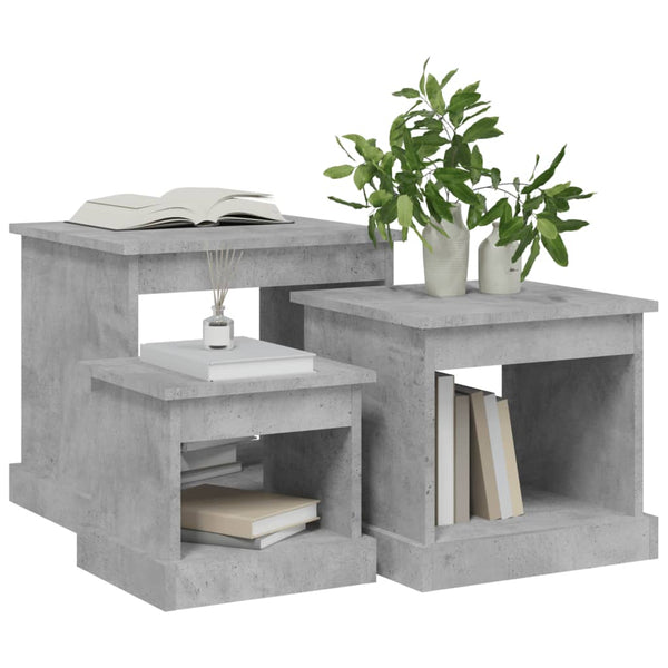 3er Set Couchtische Betongrau