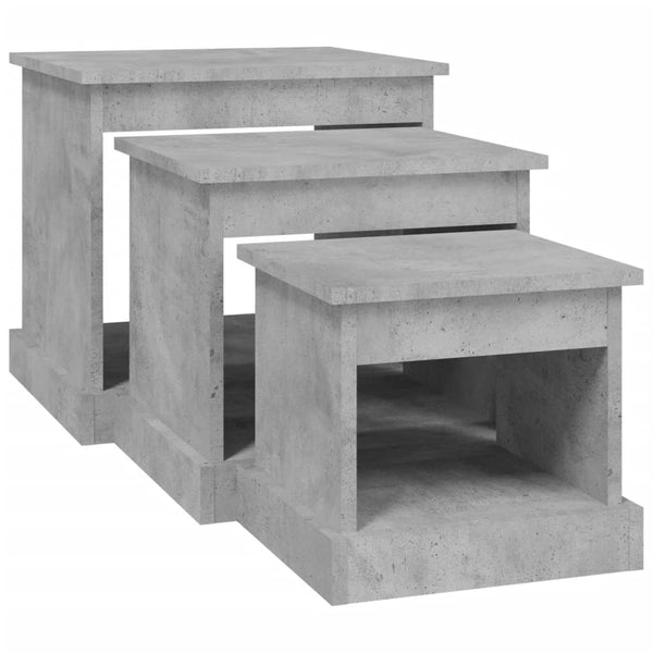 3er Set Couchtische Betongrau