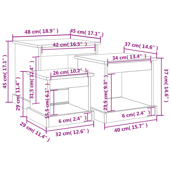 3er Set Couchtische Betongrau