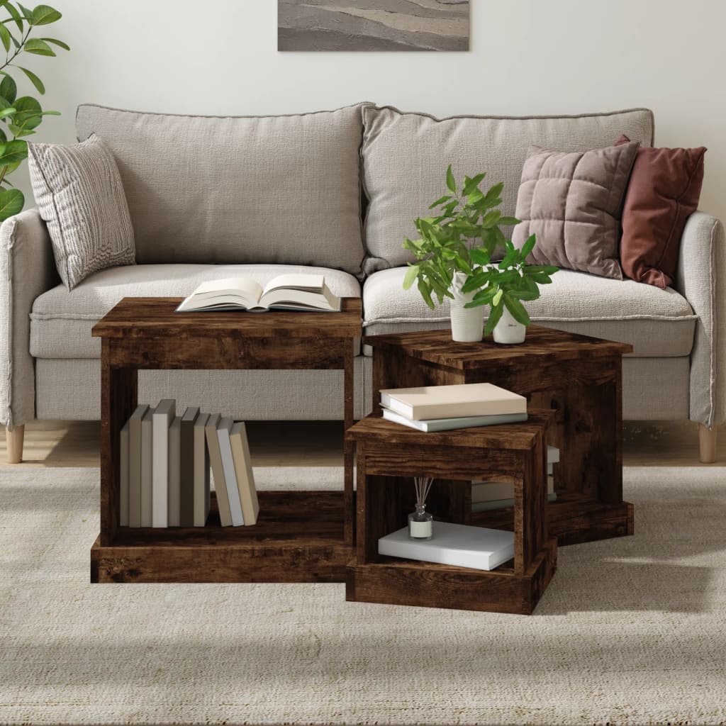 3er Couchtisch Set, Räuchereiche