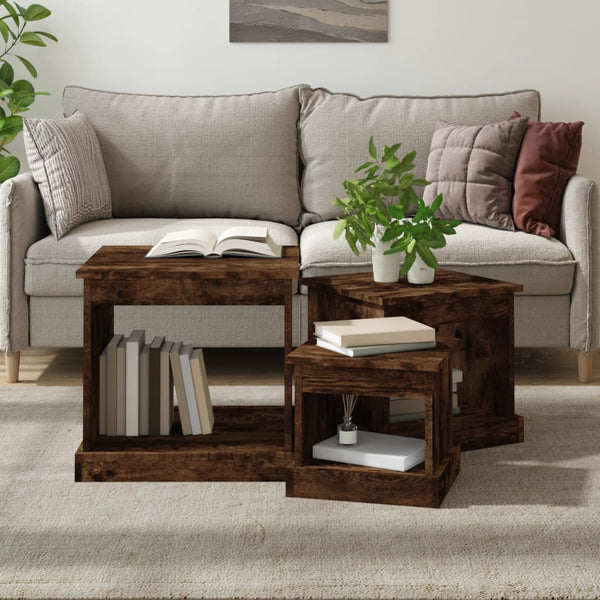 3er Couchtisch Set, Räuchereiche