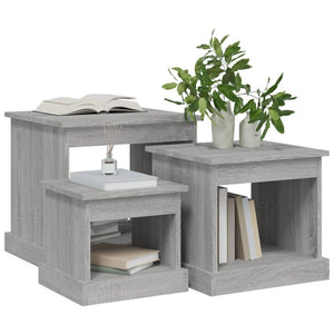 3er Set Couchtische Grau Sonoma Holz