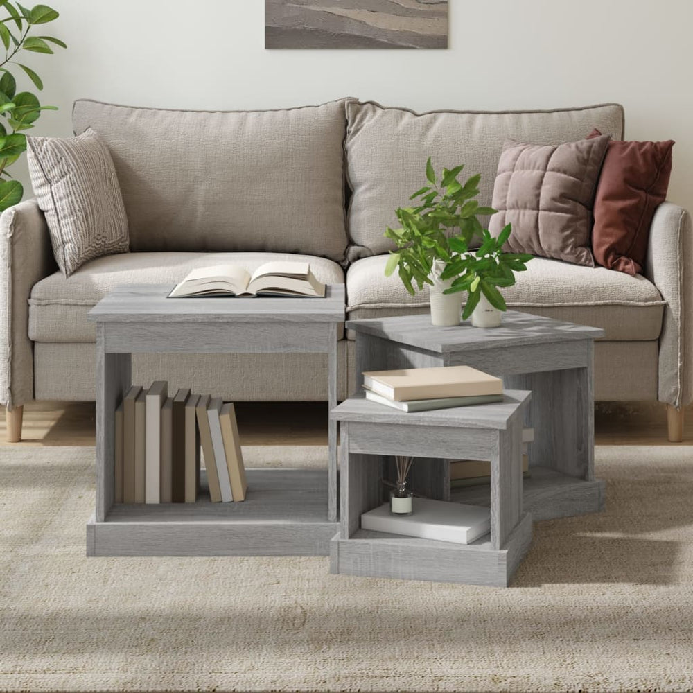 3er Set Couchtische Grau Sonoma Holz