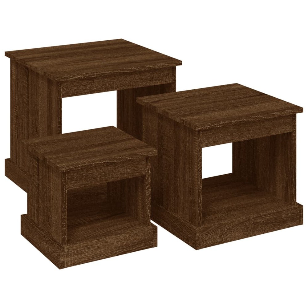vidaXL Coffee Tables 3 pcs Brown Oak-Look Engineered Wood