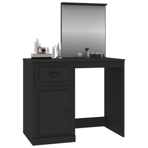 Schwarzer Schminktisch mit Spiegel 90 cm