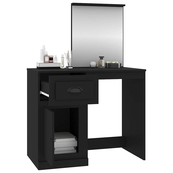 Schwarzer Schminktisch mit Spiegel 90 cm