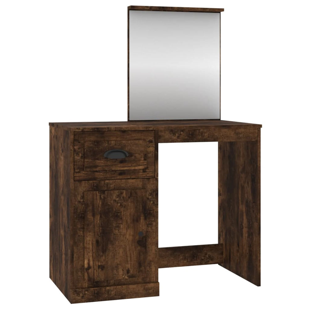 vidaXL Dressing Table with Mirror Smoked Oak 90x50x132.5 cm