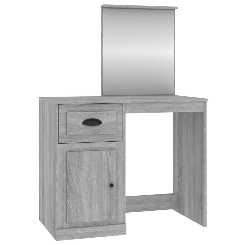 vidaXL Dressing Table with Mirror Grey Sonoma 90x50x132.5 cm