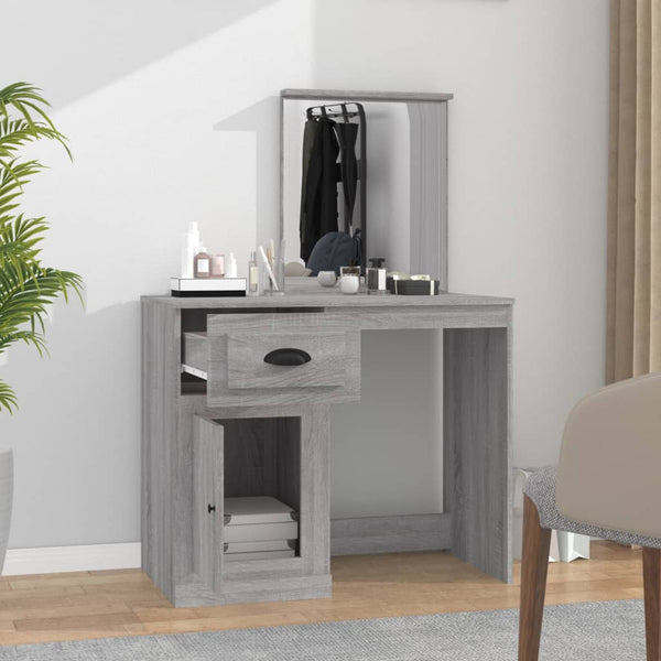 Schminktisch mit Spiegel Grau Sonoma 90 cm